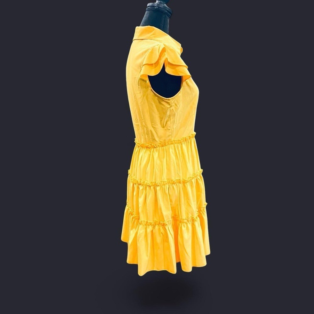 Yellow Ruffled Midi Dress - Picture 4 of 6